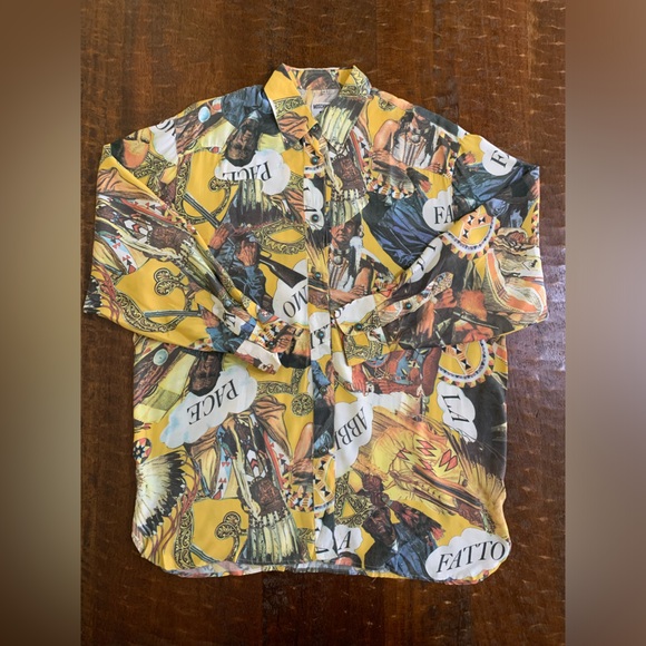 VTG MOSCHINO JEANS Men’s Size Medium Native American Print Button Down Shirt - Picture 12 of 12